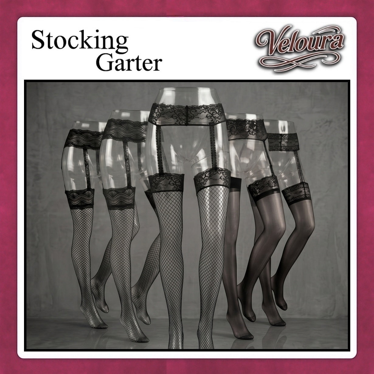 Veloura Stocking Suspender Tights Premium Body Stoking Garter - STG 8834