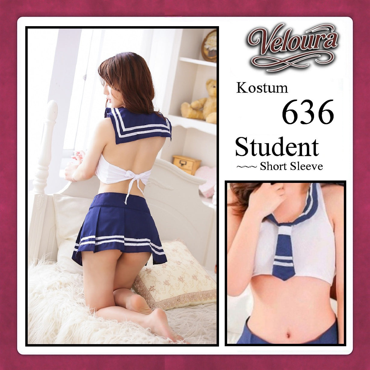 Veloura Pakaian Sexy Lingerie Wanita dan Cosplay Seksi Student Crop Top - 636