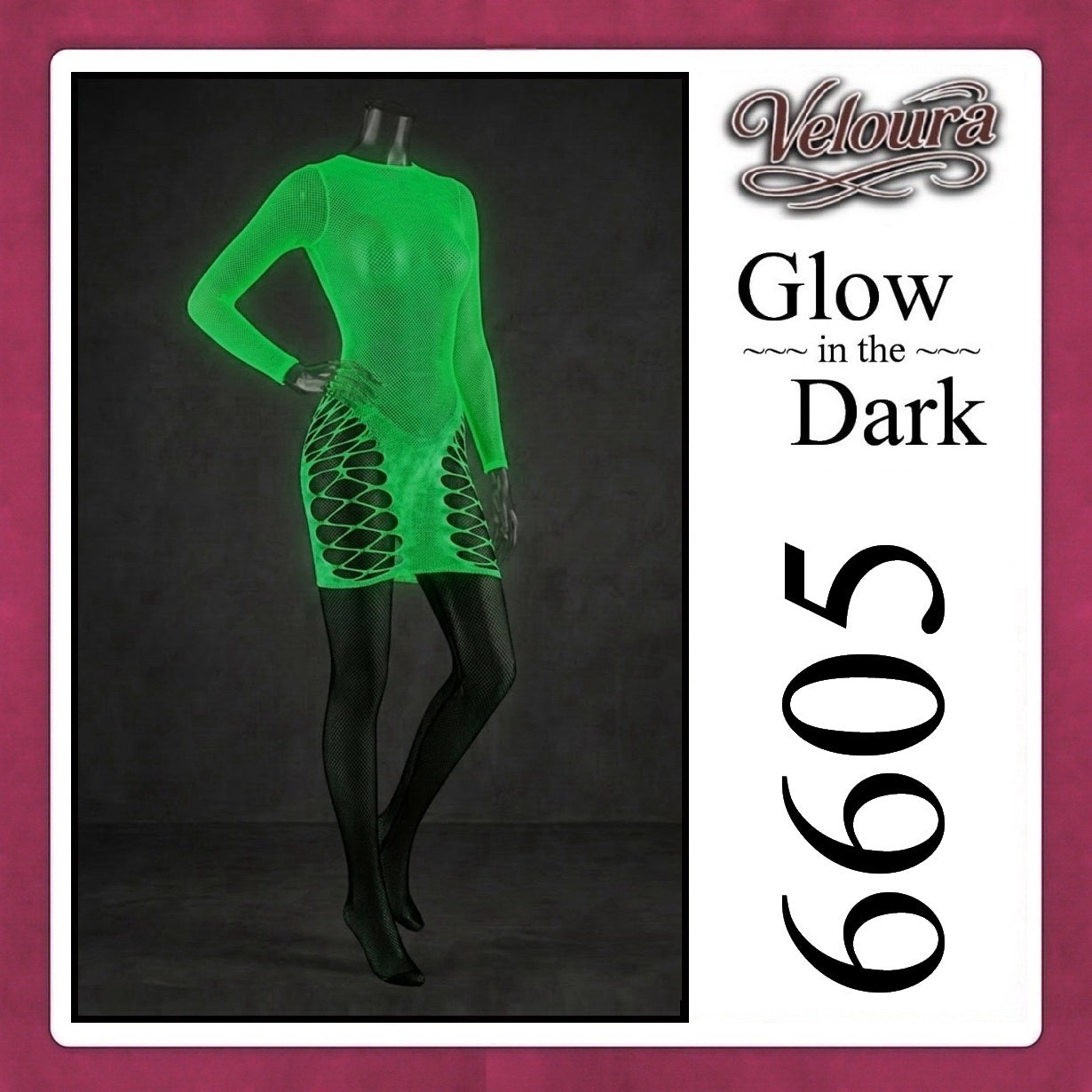 Veloura Bodysuit Spandek Sexy Lingerie Glow in the Dark Net Clothes - GITD 6605