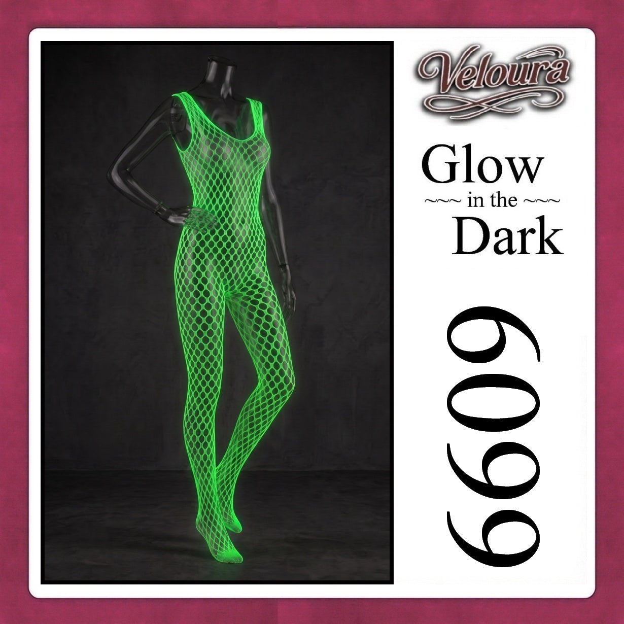 Veloura Bodysuit Spandek Sexy Lingerie Glow in the Dark Net Clothes - GITD 6609