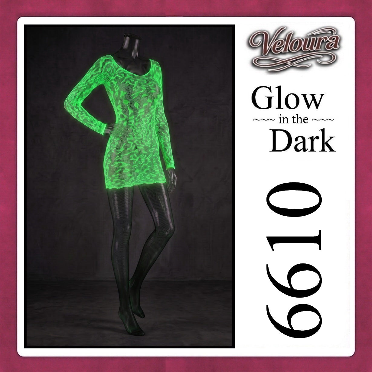Veloura Bodysuit Spandek Sexy Lingerie Glow in the Dark Net Clothes - GITD 6610