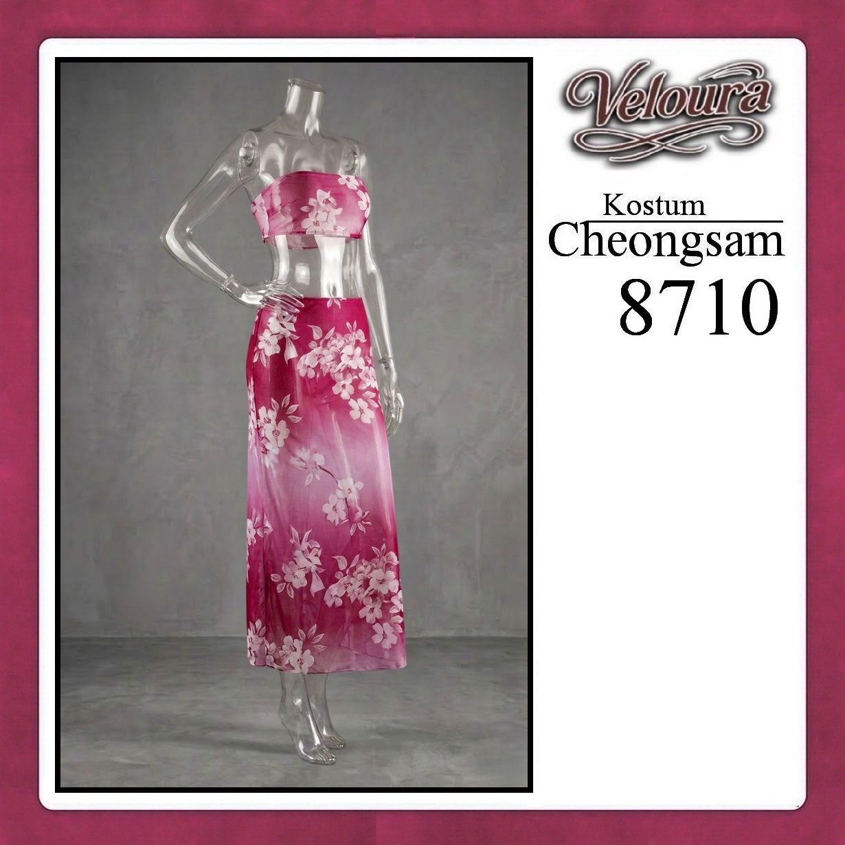 Veloura Pakaian Cheongsam Mini Kostum Lingerie Set Dress Sexy Model Baju China 8710
