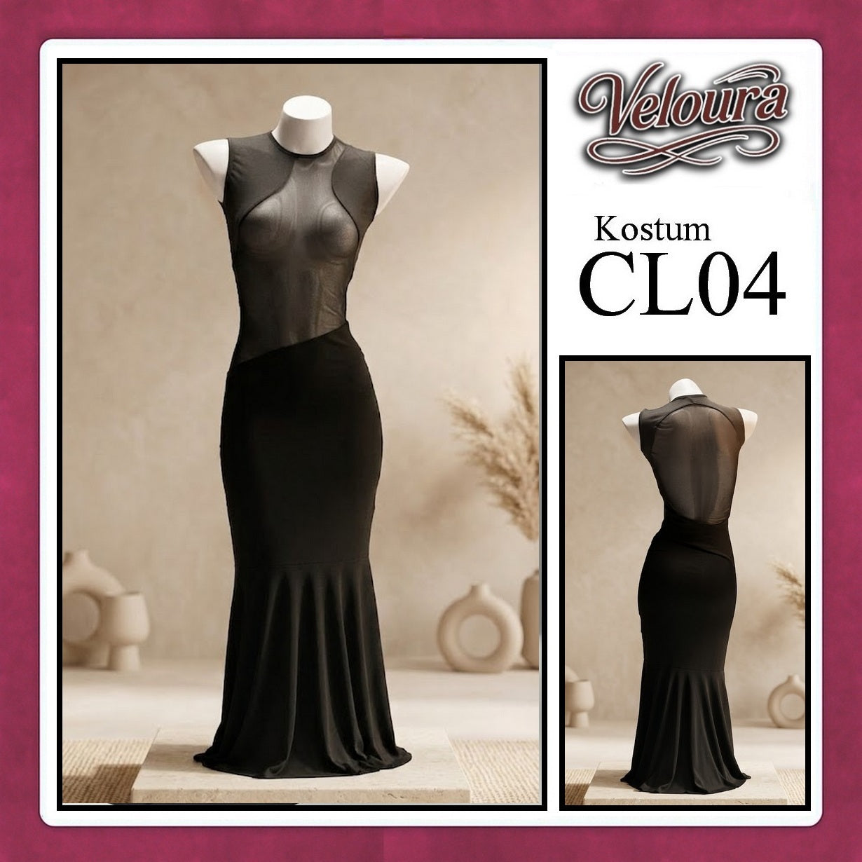 Veloura Pakaian Wanita Long Dress Panjang Hitam - CL04