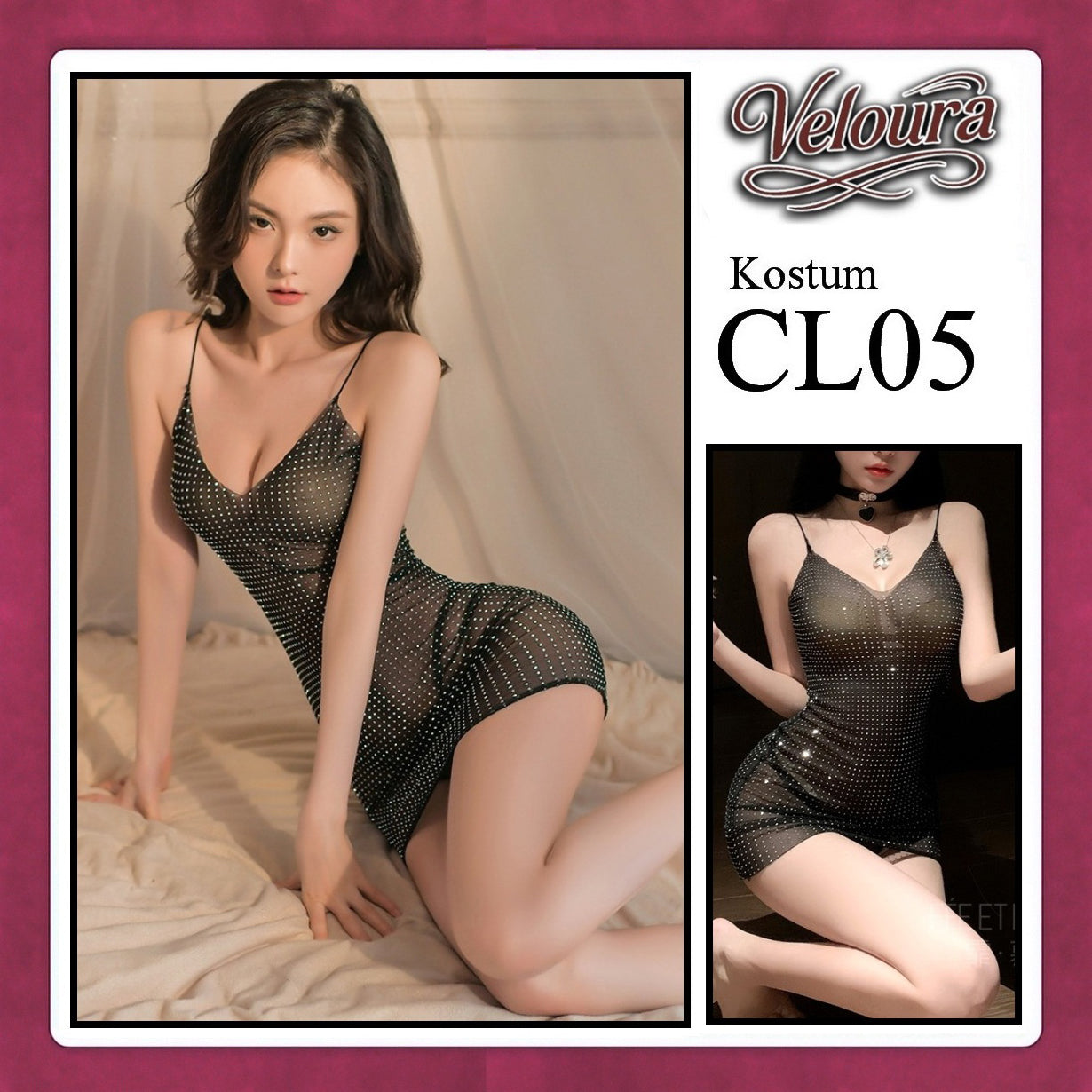 Veloura Pakaian Set Wanita Dress Malam / Pesta / Kostum Cosplay Seksi Transparant Tema - CL05
