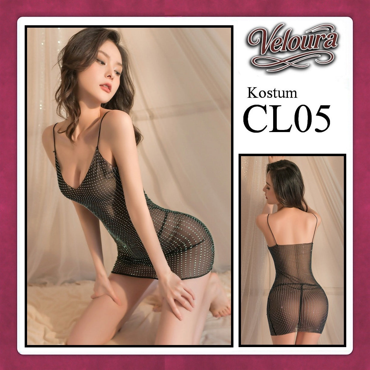 Veloura Pakaian Set Wanita Dress Malam / Pesta / Kostum Cosplay Seksi Transparant Tema - CL05