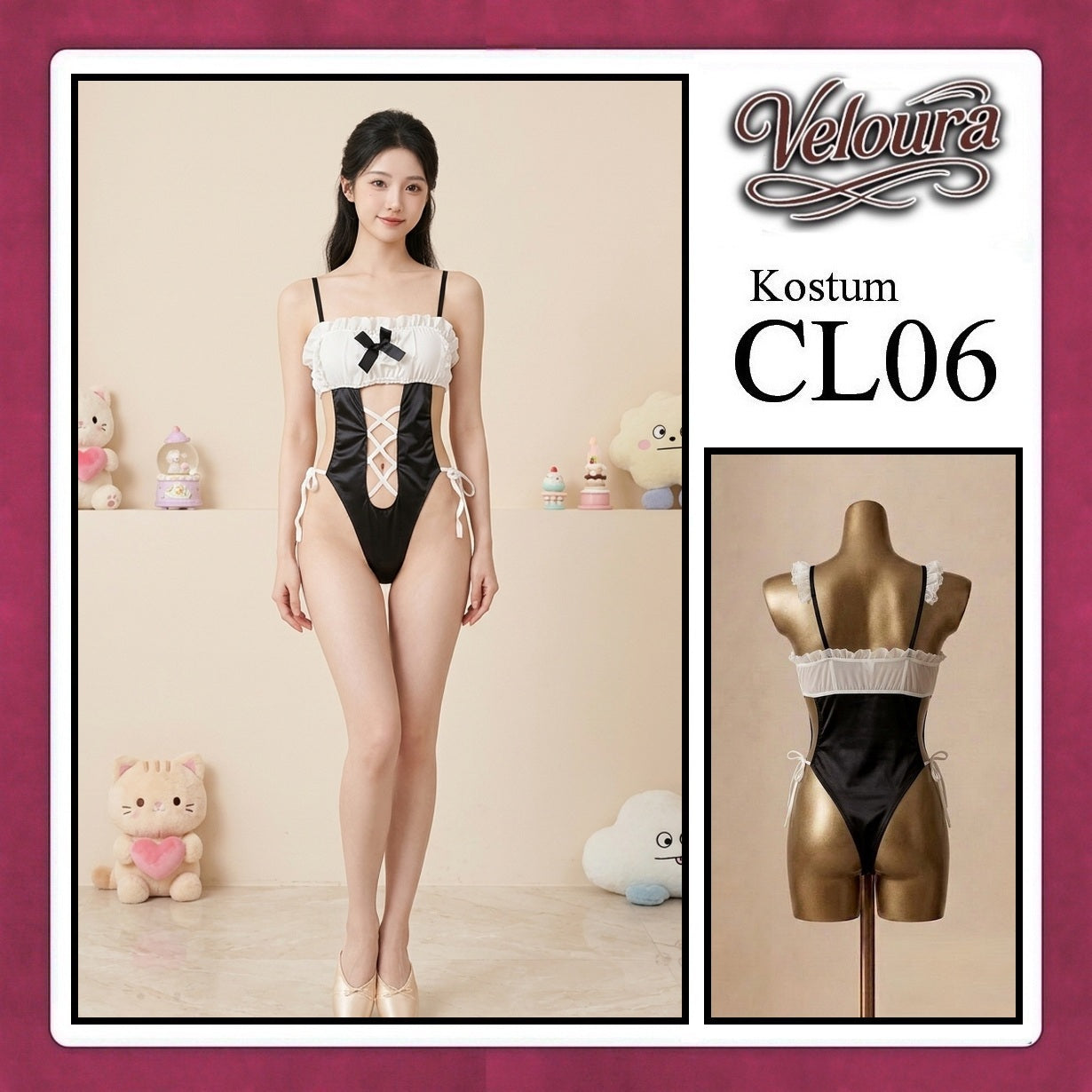Veloura Pakaian Set Wanita Dress Malam / Pesta / Kostum Cosplay Seksi Transparant Tema - CL06