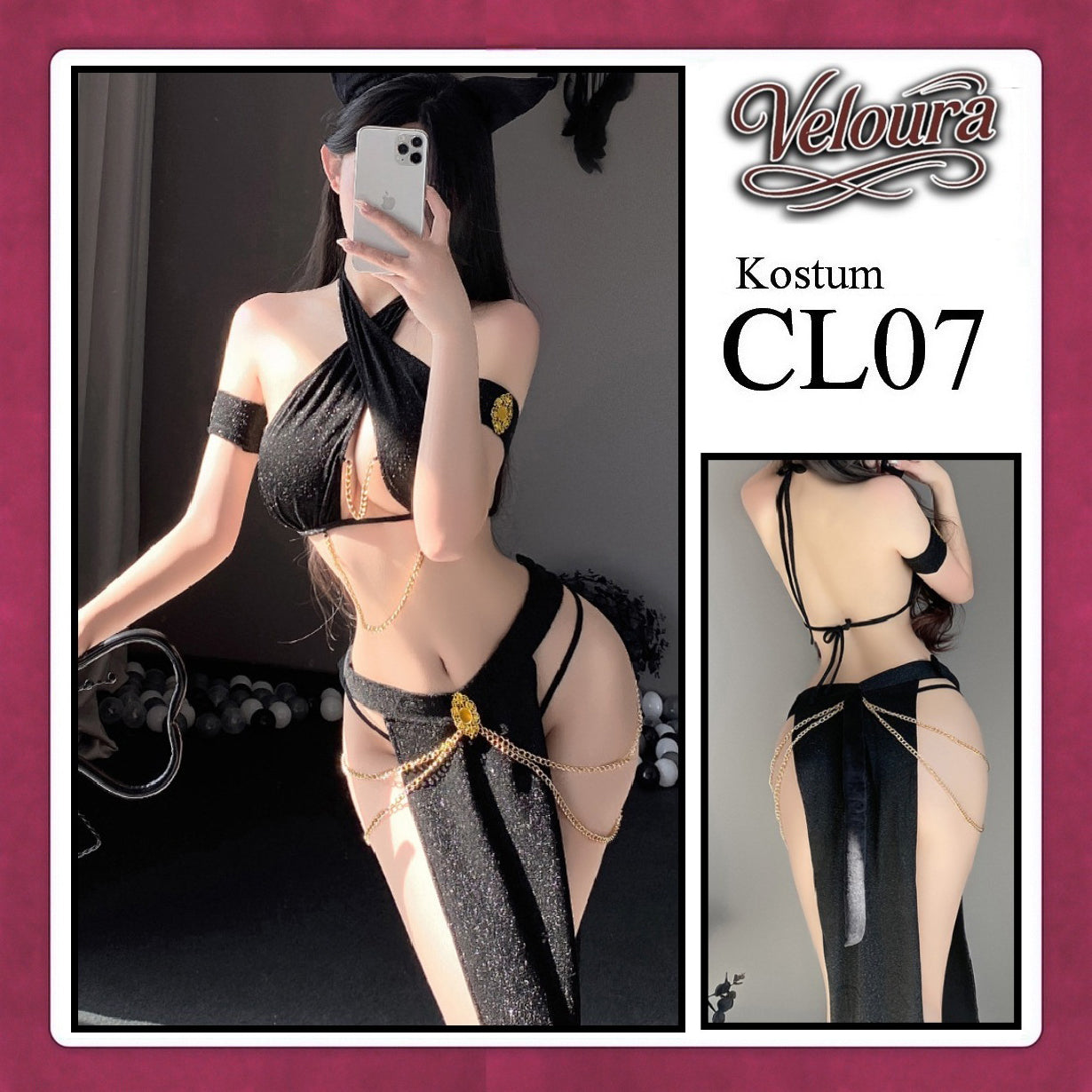 Veloura Sexy Lingerie Pakaian Dress Malam Kostum Egyptian Queen Cleopatra / Assassin - CL07