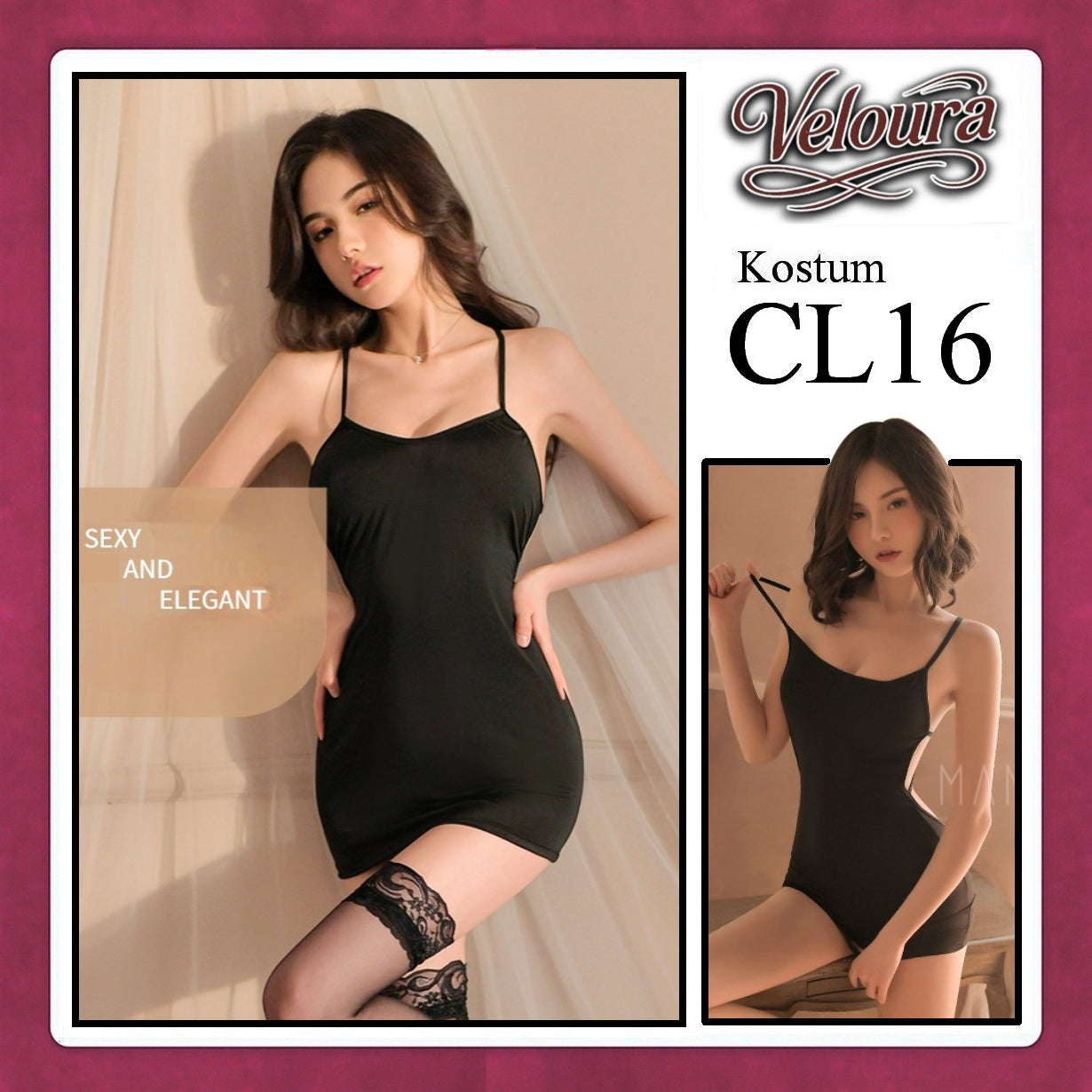 Veloura Pakaian Dress Wanita Casual Seksi Elegant - CL16