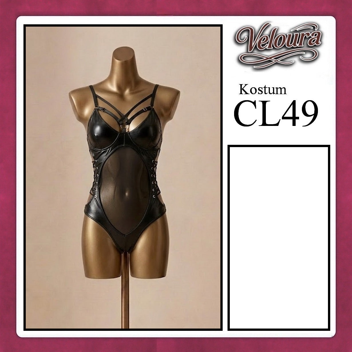 Veloura Sexy Lingerie Pakaian Set Wanita Lingerie Kostum Model Bodysuit - CL49