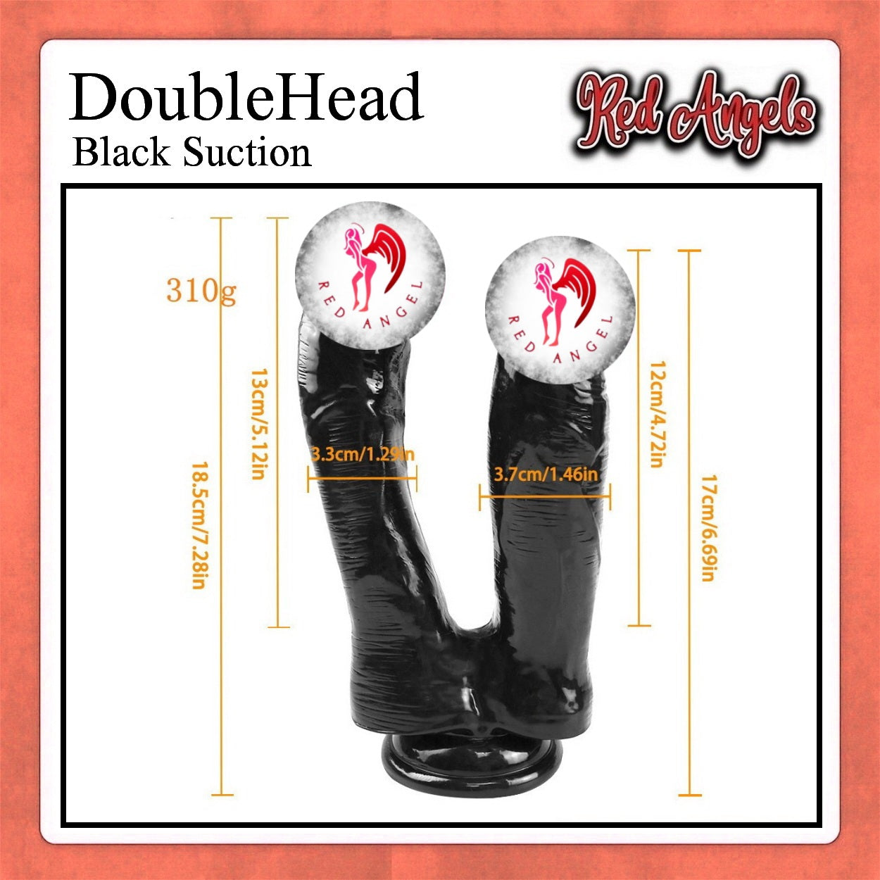 Red Angels Dildo Double Black 2 in 1