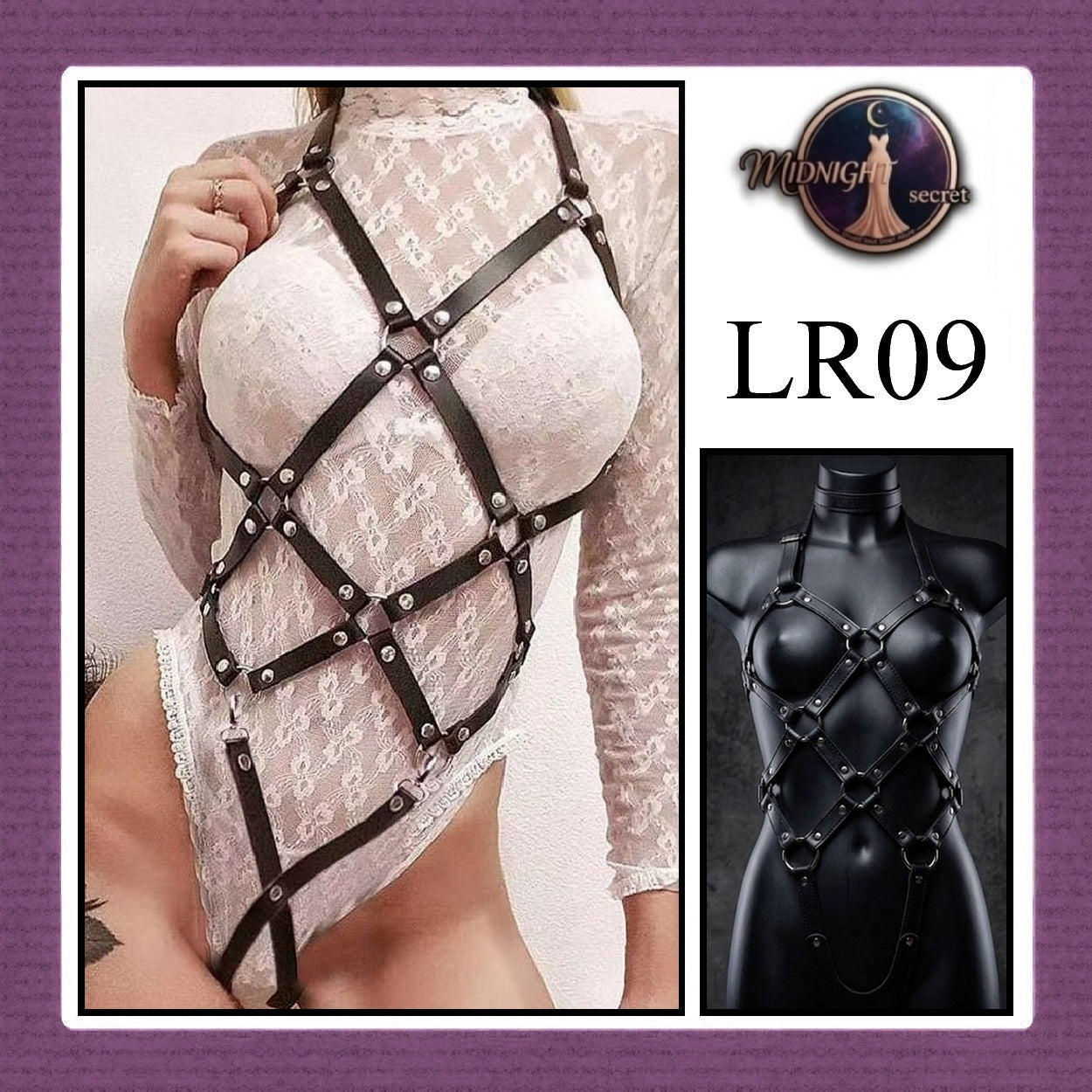 Midnight Body Sexy Harness LR09 - Lingerie Fashion Gothic Streetwear PU Leather