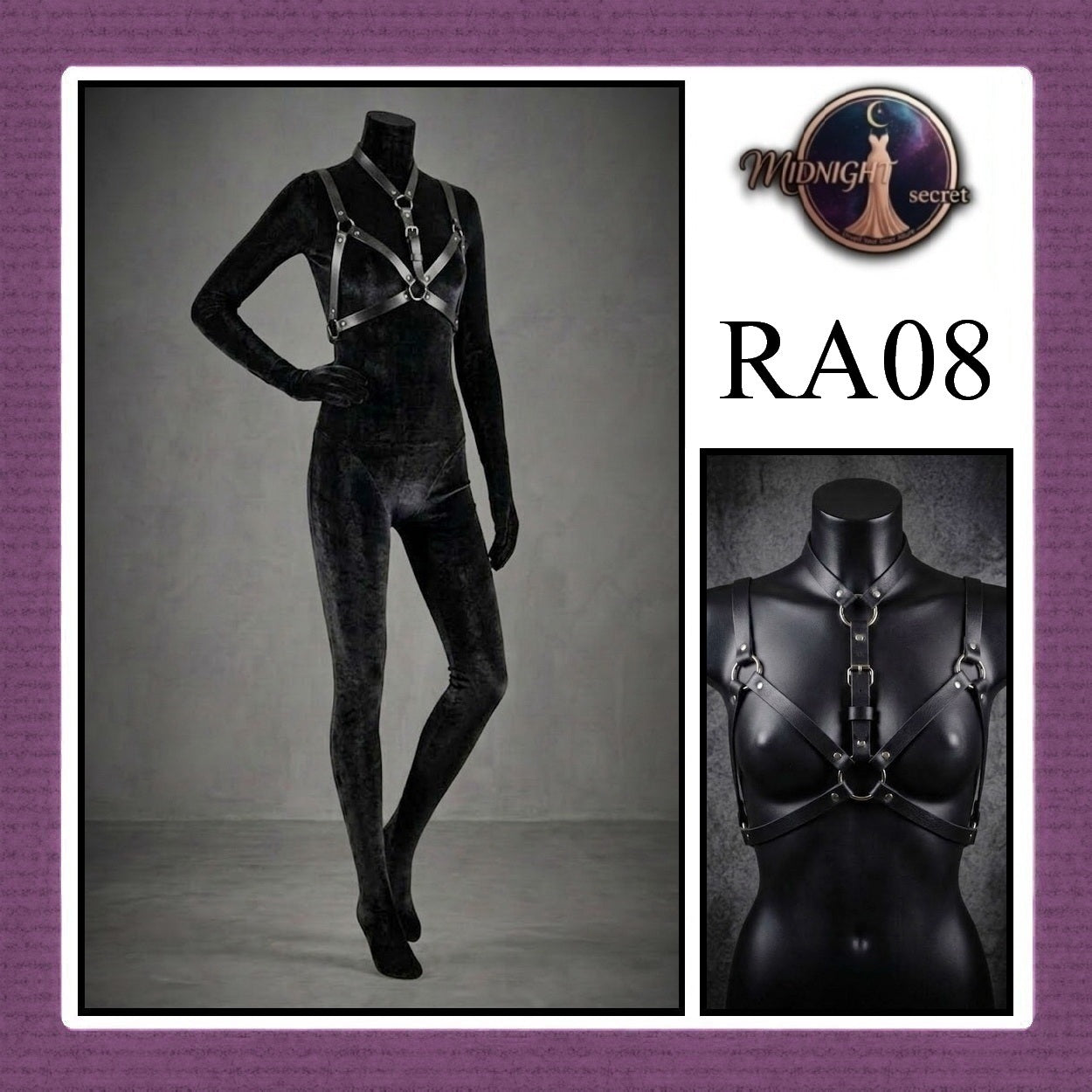 Midnight Body Sexy Harness RA08 - Lingerie Fashion Gothic Streetwear PU Leather