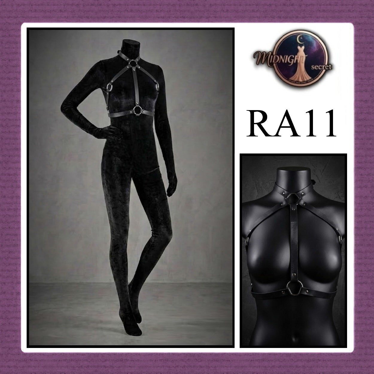 Midnight Body Sexy Harness RA11 - Lingerie Fashion Gothic Streetwear PU Leather