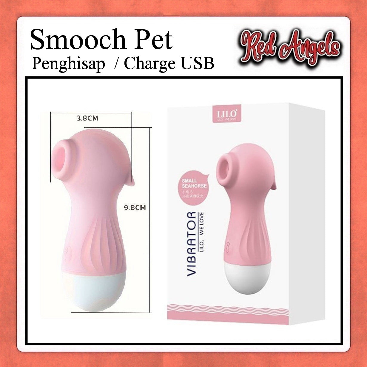 Red Angels Vibrator Smooch Pet Penghisap Charger USB