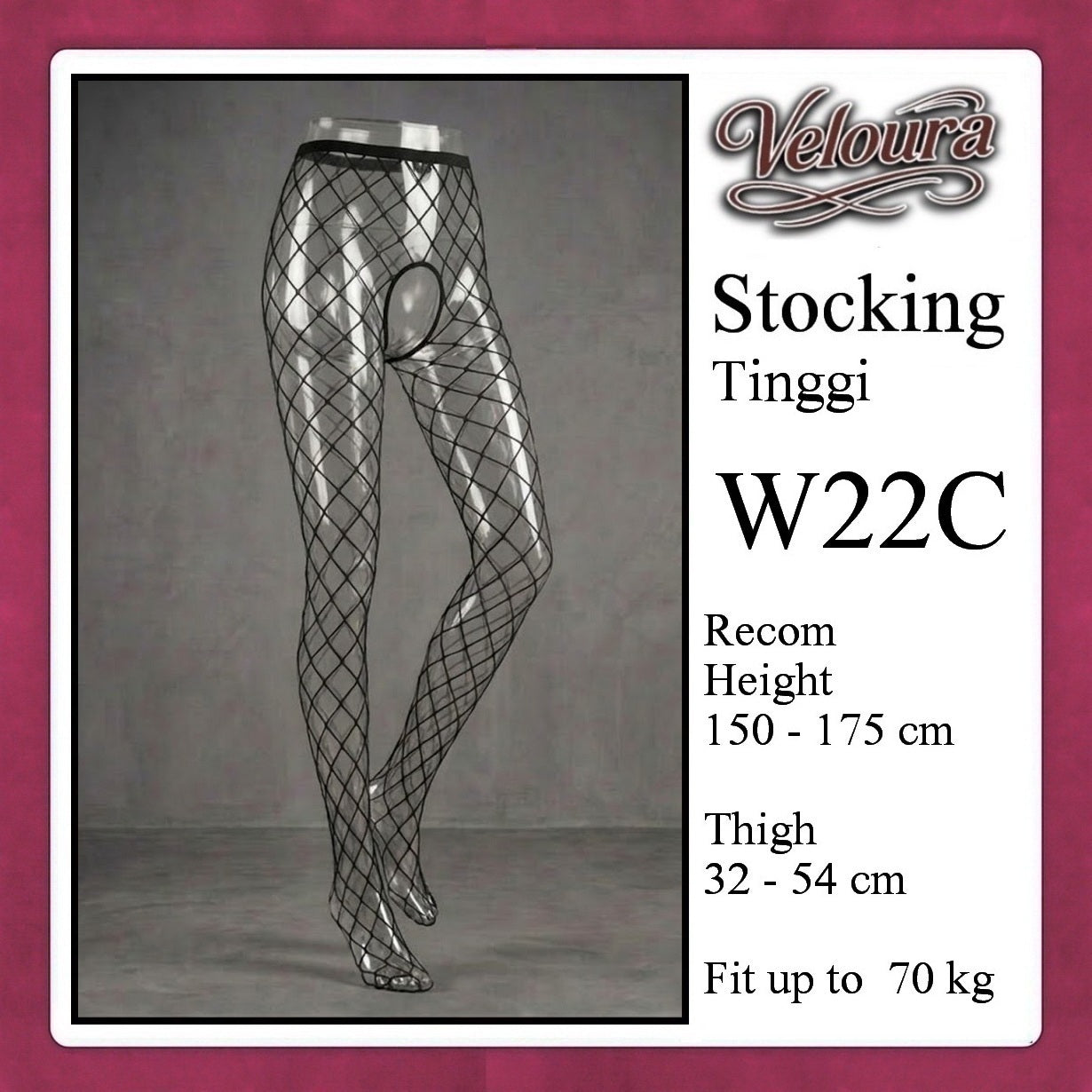 Veloura Stocking Sexy Tinggi Pinggang Lingerie Fish Net - W22