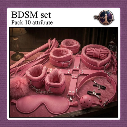 Midnight Pack 10 in 1 Accessories Erotic Game BDSM Set - Pink