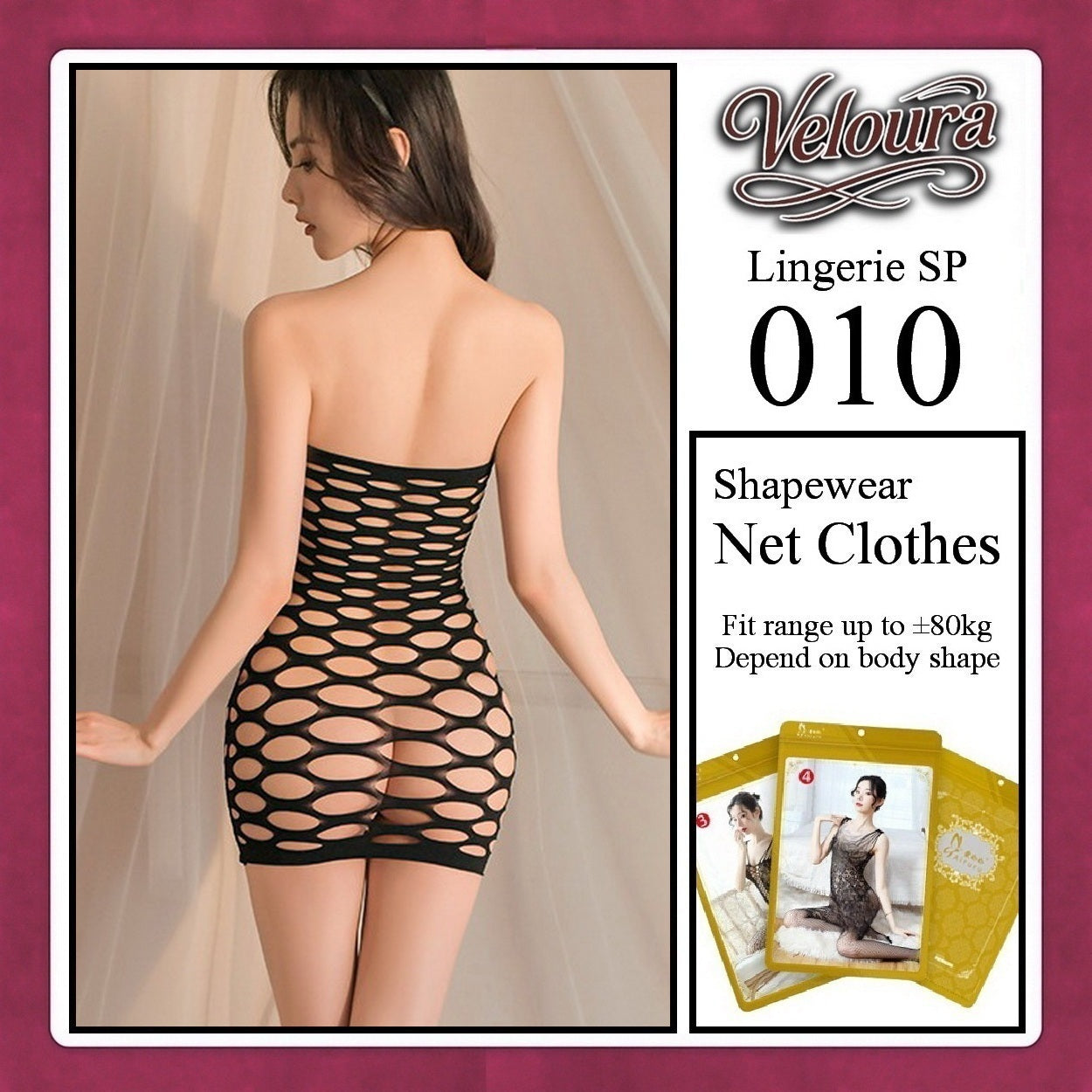 Veloura Bodysuit Spandek Sexy Lingerie Baju Shapewear Net Clothes - SP 010