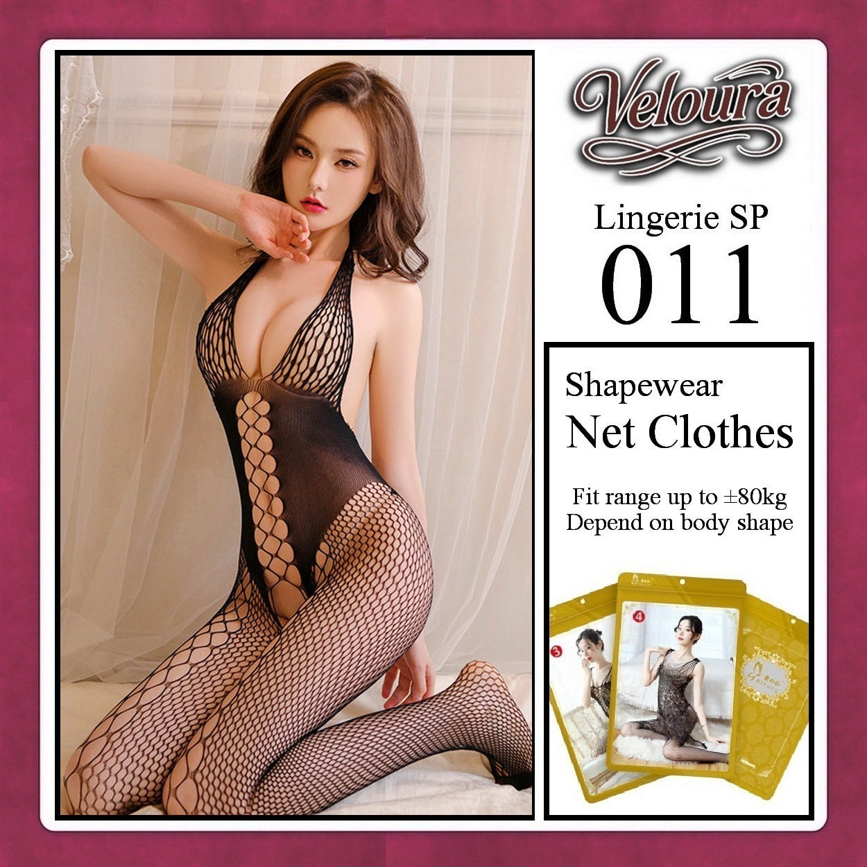 Veloura Bodysuit Spandek Sexy Lingerie Baju Shapewear Net Clothes - SP 011