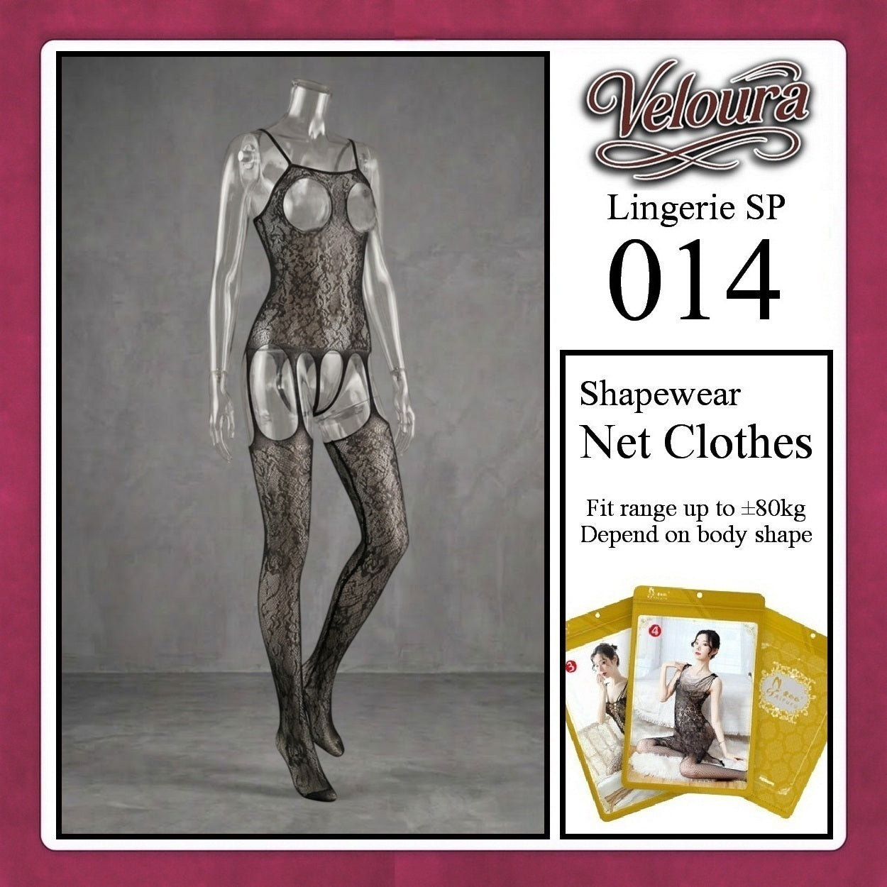 Veloura Bodysuit Spandek Sexy Lingerie Baju Shapewear Net Clothes - SP 014