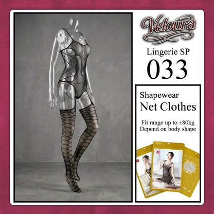 Veloura Bodysuit Spandek Sexy Lingerie Baju Shapewear Net Clothes - SP 033