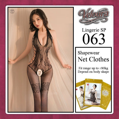 Veloura Bodysuit Spandek Sexy Lingerie Baju Shapewear Net Clothes - SP 063