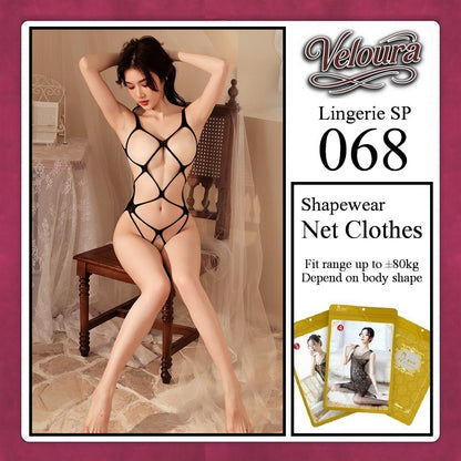 Veloura Bodysuit Spandek Sexy Lingerie Baju Shapewear Net Clothes - SP 068