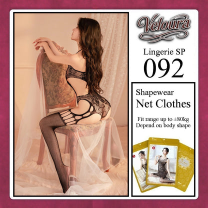 Veloura Bodysuit Spandek Sexy Lingerie Baju Shapewear Net Clothes - SP 092
