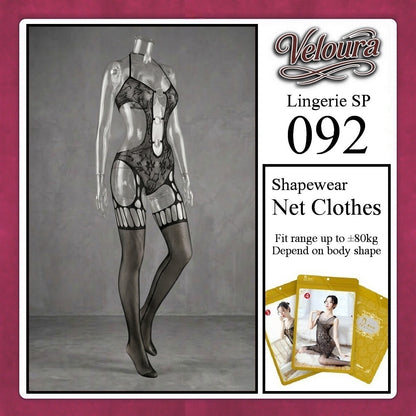 Veloura Bodysuit Spandek Sexy Lingerie Baju Shapewear Net Clothes - SP 092