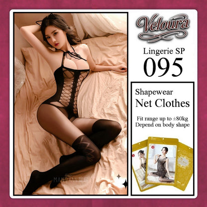 Veloura Bodysuit Spandek Sexy Lingerie Baju Shapewear Net Clothes - SP 095
