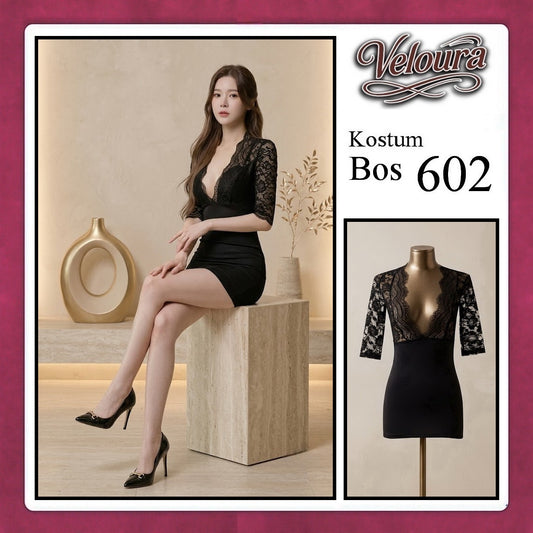 Veloura Boss Lady Cosplay Set - Lingerie Kostum Atasan Crop & Rok Mini Seksi 602