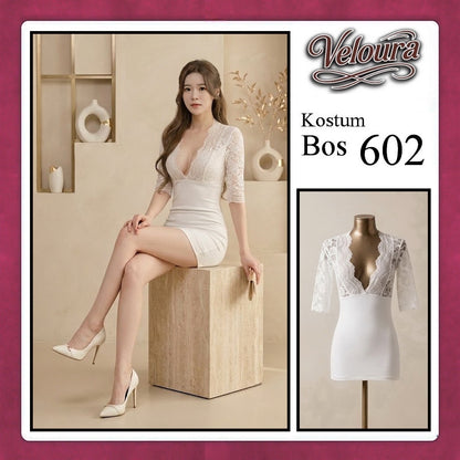 Veloura Boss Lady Cosplay Set - Lingerie Kostum Atasan Crop & Rok Mini Seksi 602