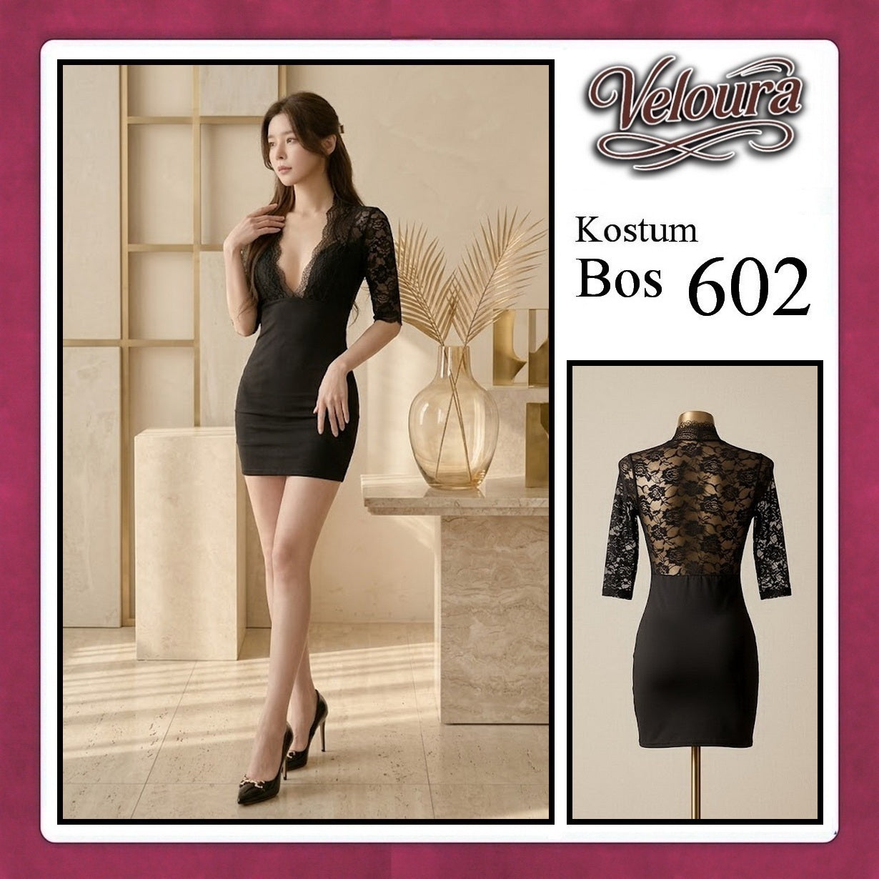 Veloura Boss Lady Cosplay Set - Lingerie Kostum Atasan Crop & Rok Mini Seksi 602