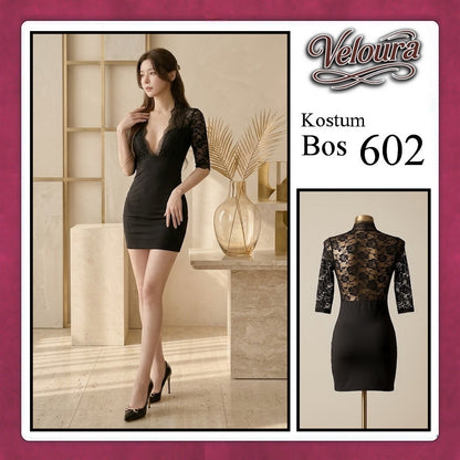 Veloura Boss Lady Cosplay Set - Lingerie Kostum Atasan Crop & Rok Mini Seksi 602