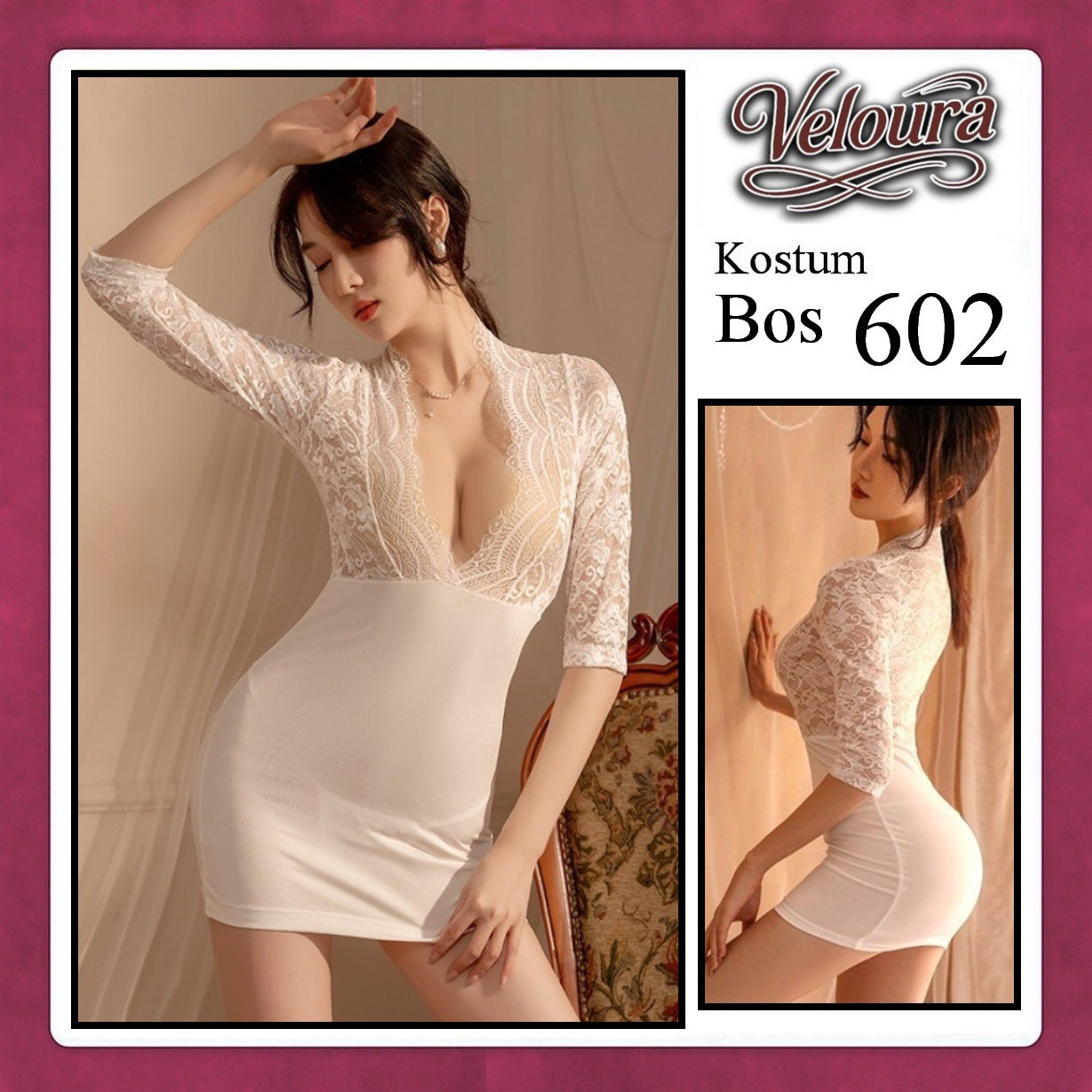 Veloura Boss Lady Cosplay Set - Lingerie Kostum Atasan Crop & Rok Mini Seksi 602