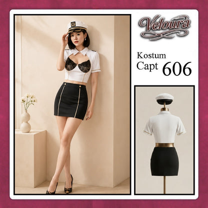 Veloura Capt Cosplay Set - Lingerie Kostum Kapten Pilot Seksi Sailor Captain 606