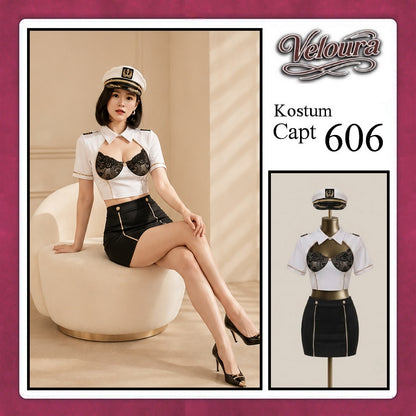 Veloura Capt Cosplay Set - Lingerie Kostum Kapten Pilot Seksi Sailor Captain 606