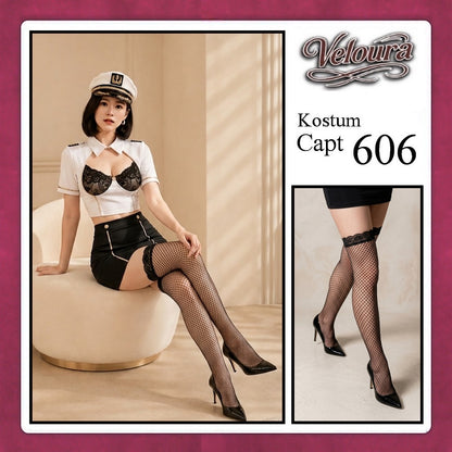 Veloura Capt Cosplay Set - Lingerie Kostum Kapten Pilot Seksi Sailor Captain 606