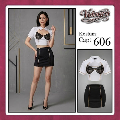 Veloura Capt Cosplay Set - Lingerie Kostum Kapten Pilot Seksi Sailor Captain 606
