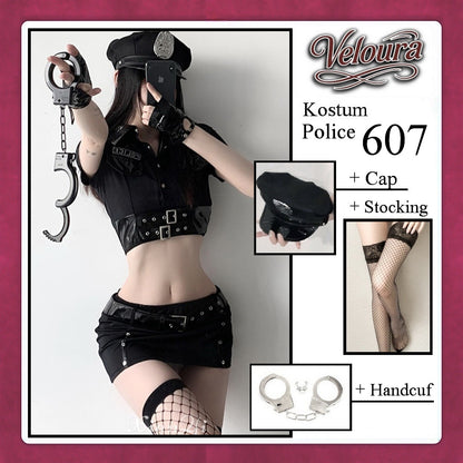 Veloura Police Cosplay Set - Lingerie Kostum Polisi Wanita Seksi Officer Bad Girl 607