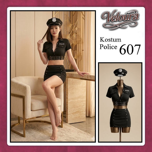 Veloura Police Cosplay Set - Lingerie Kostum Polisi Wanita Seksi Officer Bad Girl 607