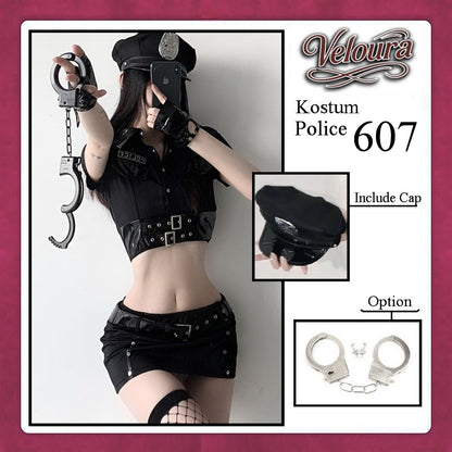Veloura Police Cosplay Set - Lingerie Kostum Polisi Wanita Seksi Officer Bad Girl 607