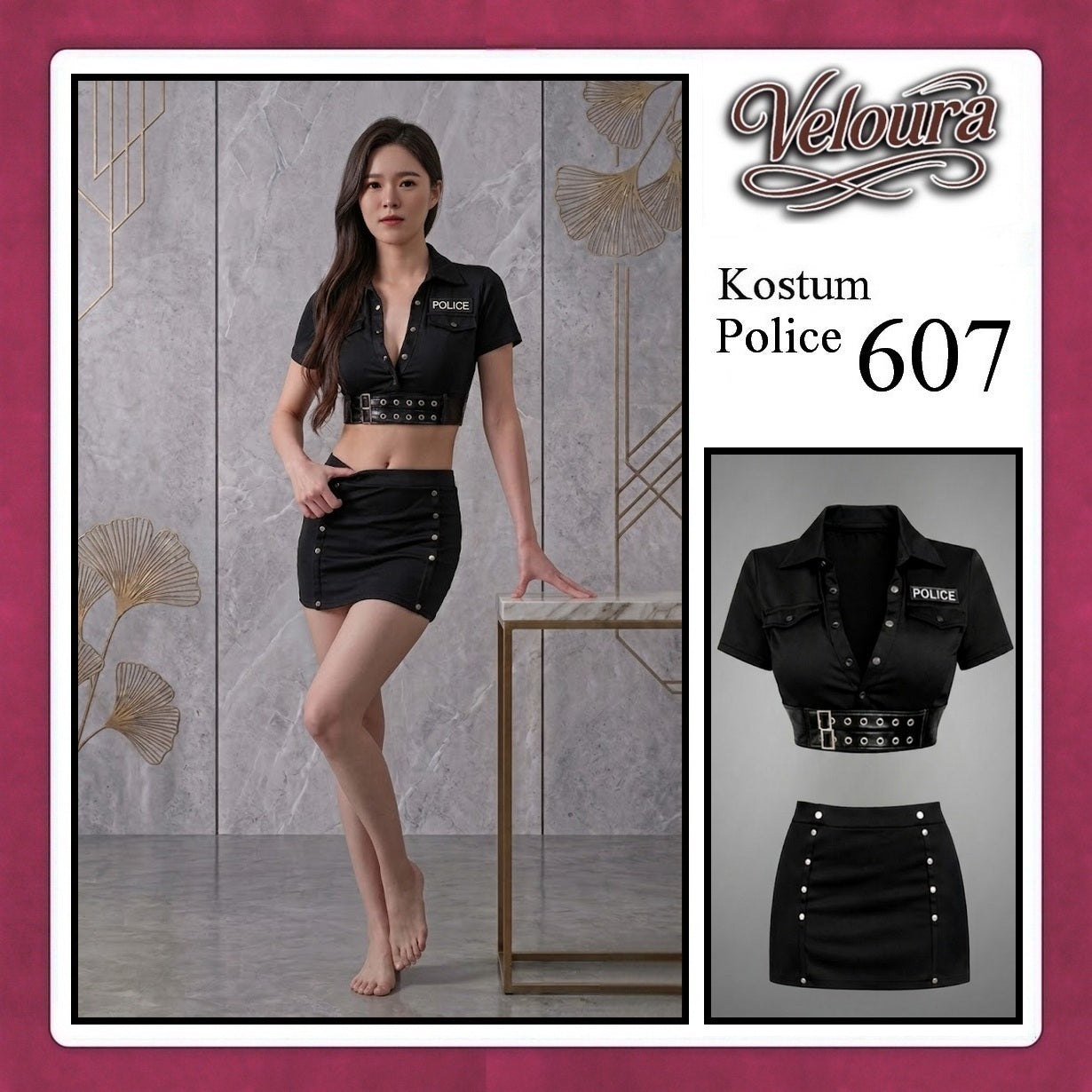 Veloura Police Cosplay Set - Lingerie Kostum Polisi Wanita Seksi Officer Bad Girl 607