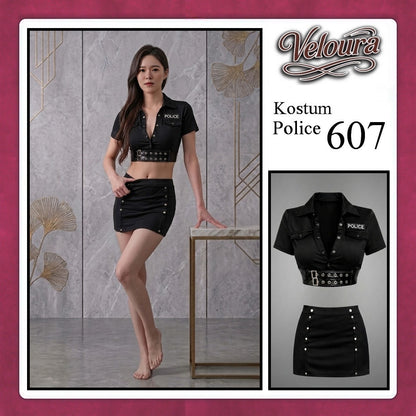 Veloura Police Cosplay Set - Lingerie Kostum Polisi Wanita Seksi Officer Bad Girl 607