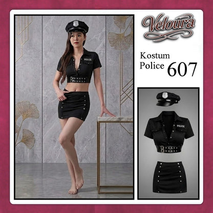 Veloura Police Cosplay Set - Lingerie Kostum Polisi Wanita Seksi Officer Bad Girl 607