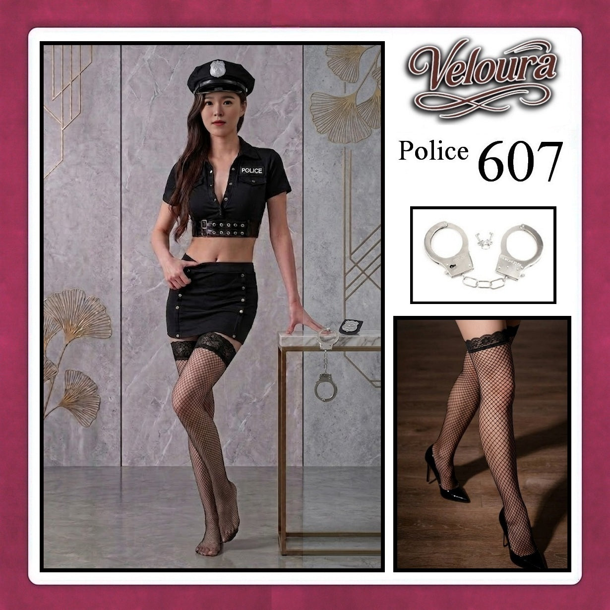 Veloura Police Cosplay Set - Lingerie Kostum Polisi Wanita Seksi Officer Bad Girl 607