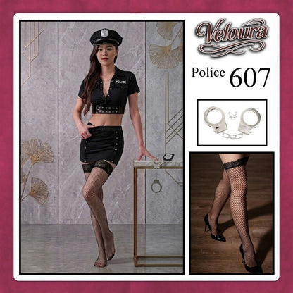 Veloura Police Cosplay Set - Lingerie Kostum Polisi Wanita Seksi Officer Bad Girl 607
