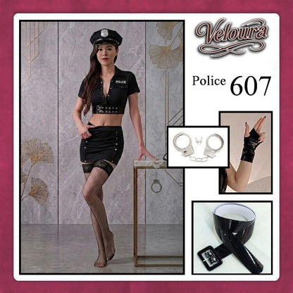 Veloura Police Cosplay Set - Lingerie Kostum Polisi Wanita Seksi Officer Bad Girl 607