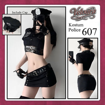Veloura Police Cosplay Set - Lingerie Kostum Polisi Wanita Seksi Officer Bad Girl 607
