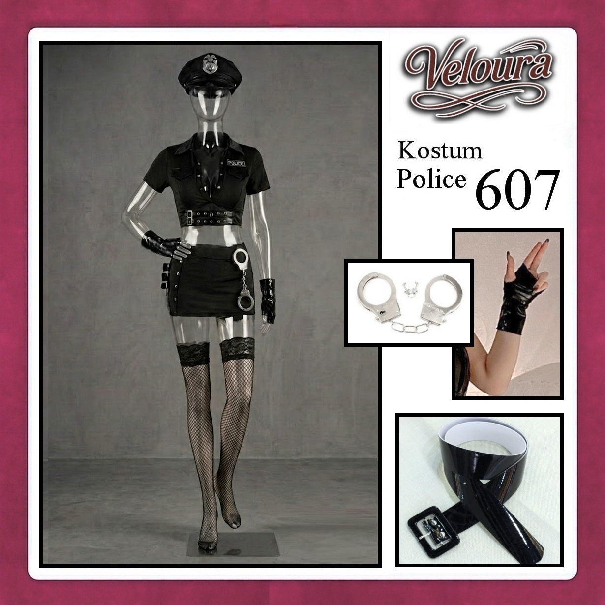 Veloura Police Cosplay Set - Lingerie Kostum Polisi Wanita Seksi Officer Bad Girl 607