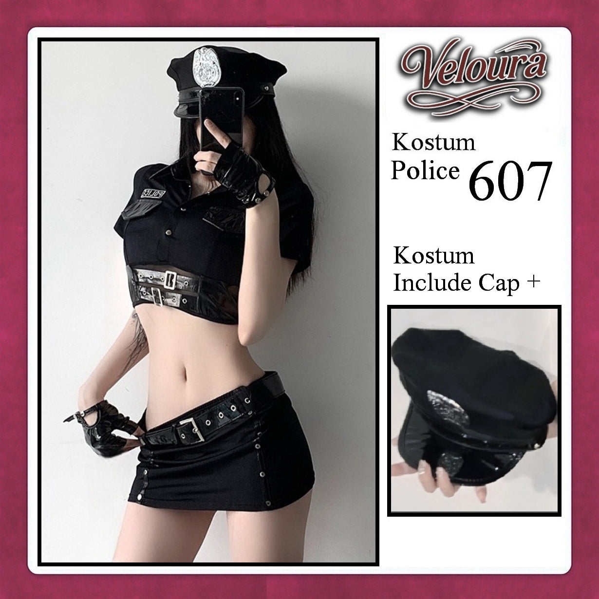 Veloura Police Cosplay Set - Lingerie Kostum Polisi Wanita Seksi Officer Bad Girl 607